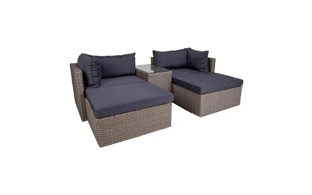 Bahama Sofasæt I Kubu Grå Rattan Med Hynder Og Glasbordplade