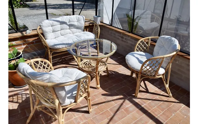 Capri Kurvemøbelsæt I Natur-rattan Med Sofa - Bord Og 2 Stole