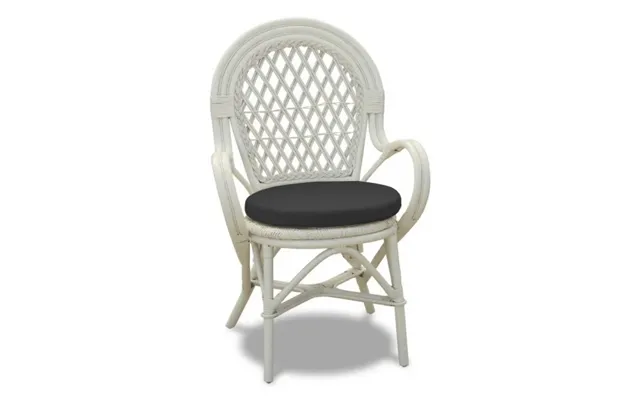 Capri Kurvestol Hvid Natur Rattan Med Armlæn Og Sort Hynde.