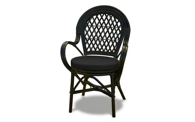 Capri Kurvestol Sort Natur Rattan Med Armlæn Og Sort Hynde.