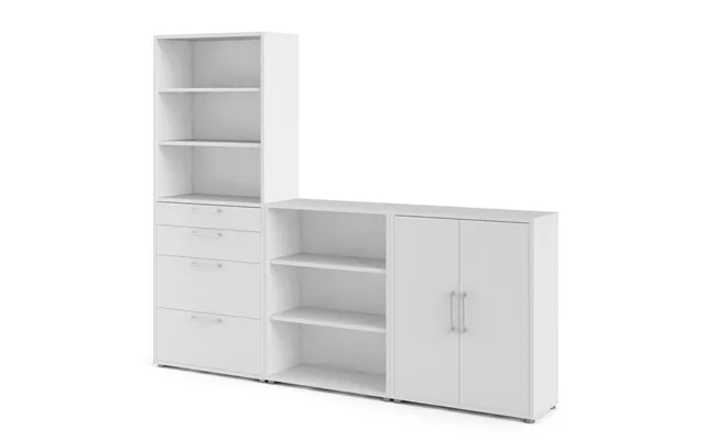 Futura Kontorreol Hvid Med Skuffer - Skabe Og Hylder Bredde 267 Cm