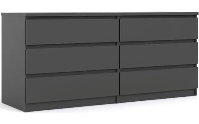 Nibe 150 Cm Bred Mat Sort Kommode Med 2 X 3 Skuffer.