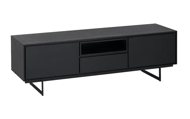 Rungsted Tv Bord 160 Cm I Sort Eg Og Med Sortlakeret Metalstel Og Soft Close