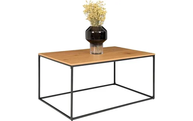 Valencia Sofabord 90 X 60 Cm I Sort Metalstel Og Med Bordplade Med Ege Look