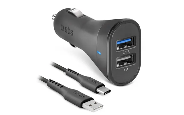 Sbs Usb C Biloplader Kit. 1a 2.1a. 1 M. - Sort