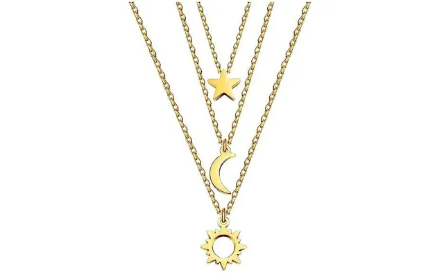 Bedste Veninde Halskæde Til 3 Sol Måne Stjerne Design - Guld