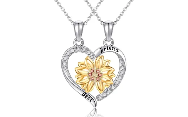 Elegant Solsikke Venskab Halskæde Med Zirkonia - 925 Sterling Sølv