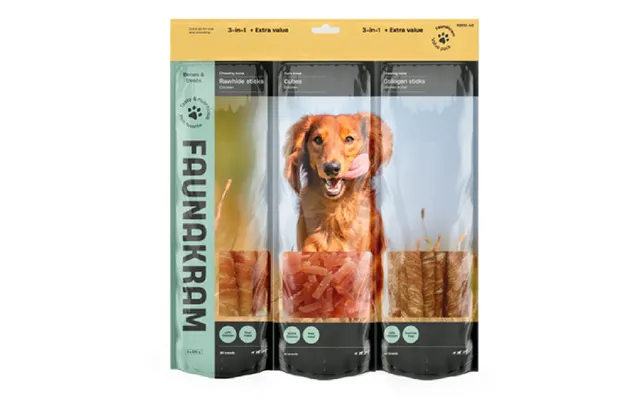 Faunakram 3-in-1 S M Sized Dogs Mega Pack. Chicken - 600 Gram
