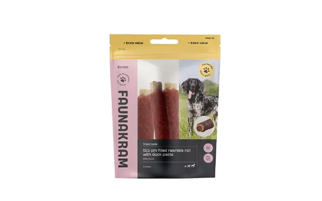 Faunakram 300g Dog Rawhide Roll W. Duck Paste - Liver Filling