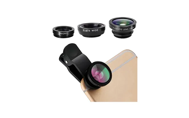 3-i-1 Linsekit Til Mobil & Iphone Vidvinkel - Fisheye & Macro