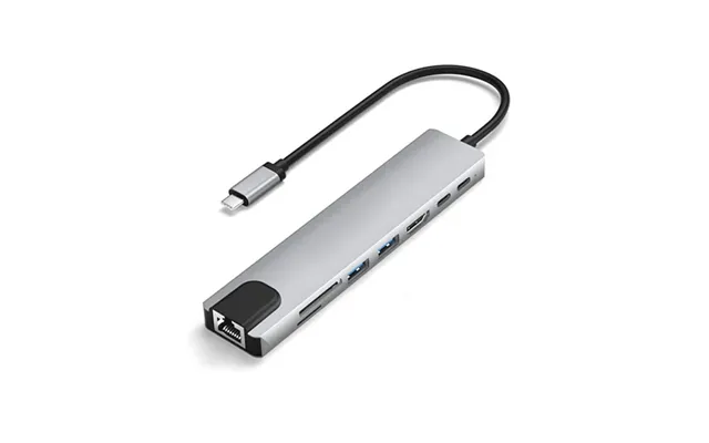 8-i-1 Usb-c Hub Hdmi - Ethernet & Sd Microsd Pd 85w Grå
