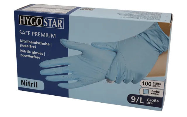 Nitril Engangshandske Hygostar Safe Premium Pudderfri - Large