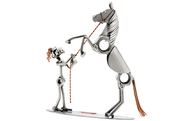 Metalfigur - Pige Med Hest