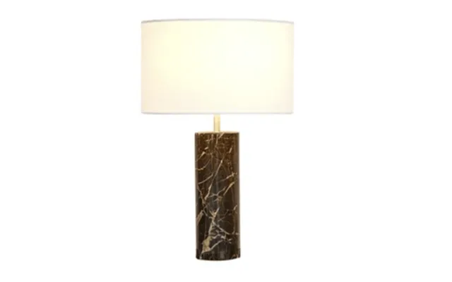Bordlampe - Marmor Brun Med Hvid Skærm