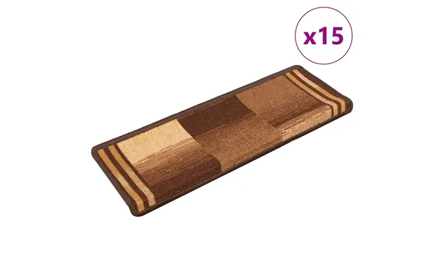15 Stk. Trappemåtter 65x21x4 Cm Selvklæbende Brun