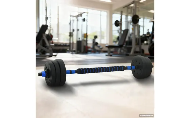 2-i-1 Håndvægt Barbell Sæt 20 Kg Sort Og Blå Cement Og Jernsand