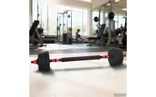 2-i-1 Håndvægt Barbell Sæt 20 Kg Sort Og Rød Cement Og Jernsand