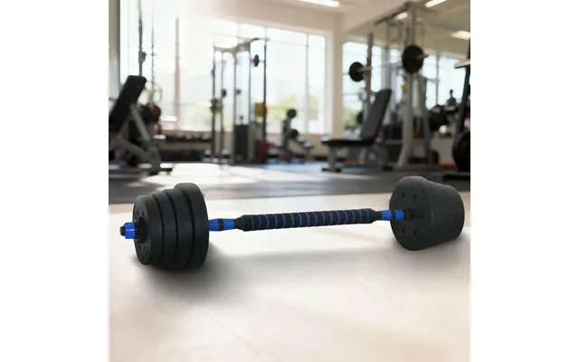 2-i-1 Håndvægt Barbell Sæt 30 Kg Sort Og Blå Cement Og Jernsand