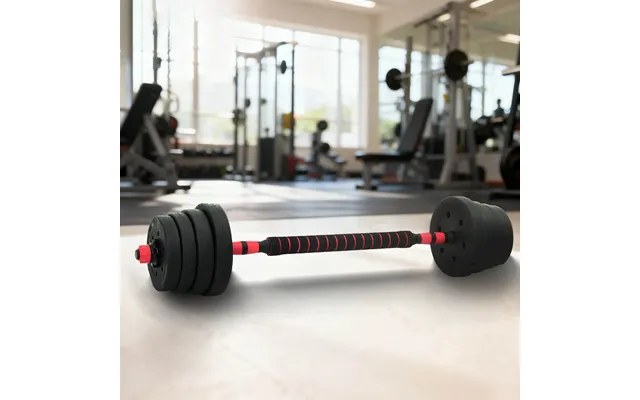 2-i-1 Håndvægt Barbell Sæt 30 Kg Sort Og Rød Cement Og Jernsand