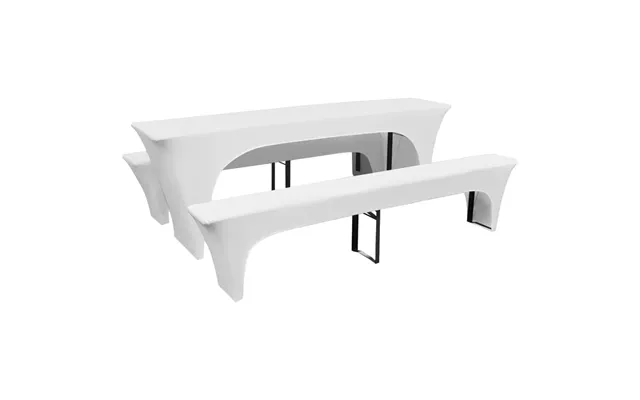 3 Betræk Til Ølbord Og Bænke 220x50x80 Cm Stræk Hvid