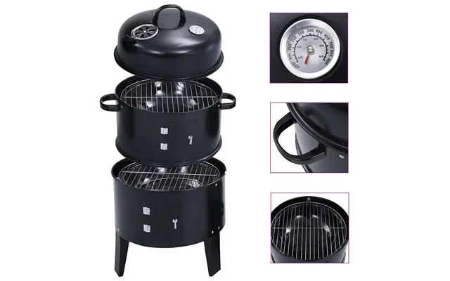 3-i-1 Kul- Røgegrill 40x80 Cm