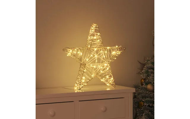 3d Stjerne Med 50 Led'er Varm Hvid 55 X 52,5 X 9 Cm Rattan