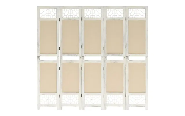 5-panels Rumdeler 175x165 Cm Stof Cremefarvet