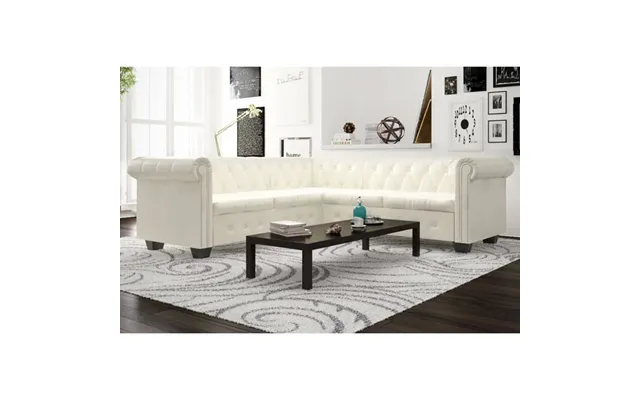 5-personers Sofa Chesterfield-look Kunstlæder Hvid