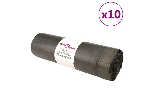 Affaldsposer Med Lukkesnor 250 Stk. 60 L Sort