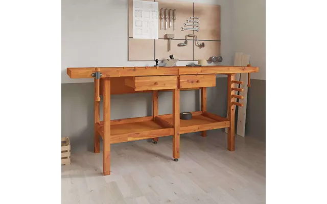 Arbejdsbord M. Skuffer Skruestik 192x62x83 Cm Massivt Akacie