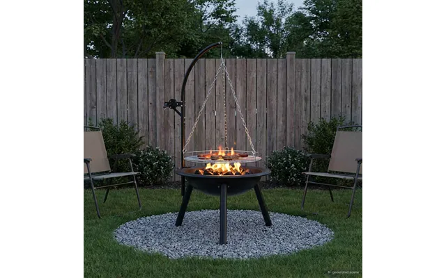 Bålsted Med Justerbar Grillrist 55,5 X 107,5 Cm Stål Sort