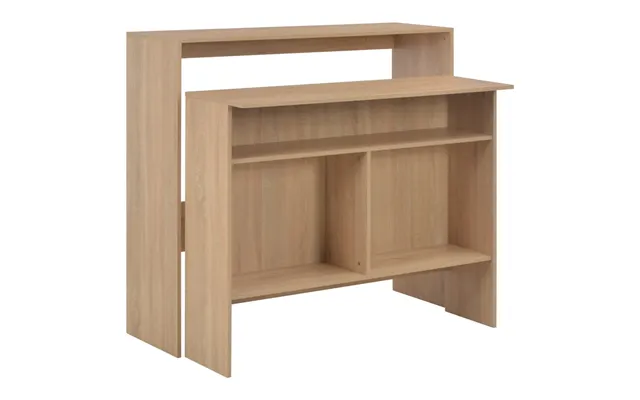 Barbord Med 2 Bordplader 130x40x120 Cm Egetræsfarvet