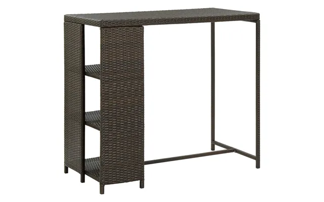 Barbord Med Opbevaringsstativ 120x60x110 Cm Polyrattan Brun