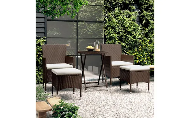 Bistrosæt Til Haven 5 Dele Polyrattan Og Hærdet Glas Brun product image
