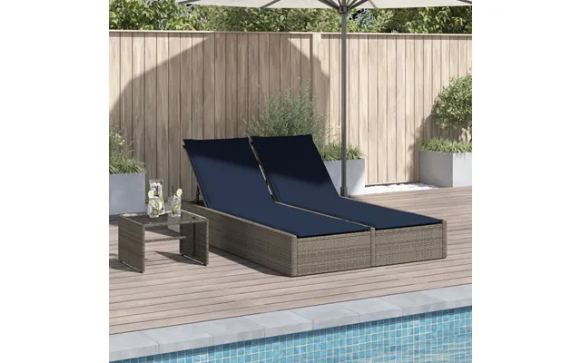 Dobbelt Liggestol Med Hynder Grå Polyrattan product image
