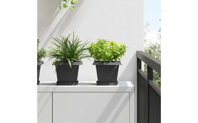 Firkantet Blomsterbakke 24 Pcs Sort 15 X 15 X 2 Cm Plastik