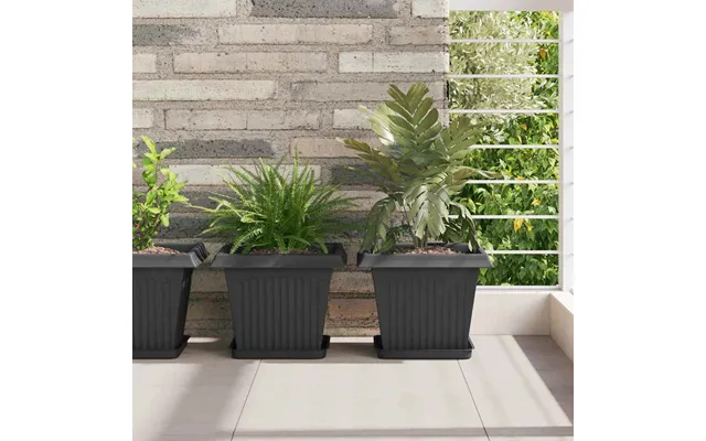 Firkantet Blomsterbakke 24 Pcs Sort 21 X 21 X 2 Cm Plastik