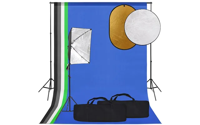 Fotostudiesæt Med Softboxlampe Baggrund Og Reflektor