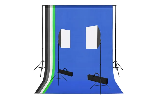 Fotostudiesæt Med Softboxlamper Og Baggrunde