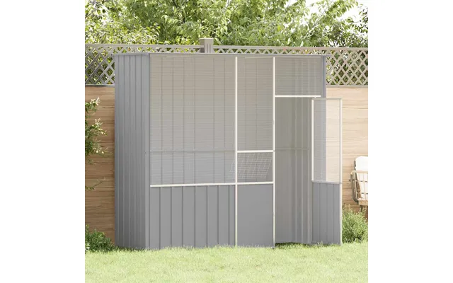 Fuglebur 215x78x200 Cm Galvaniseret Stål Grå