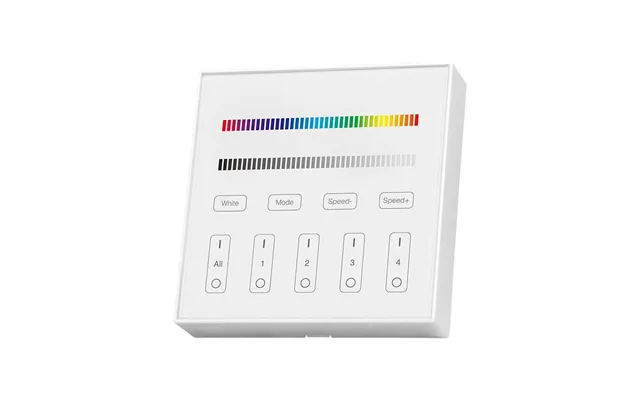 4 Zone Rgb W Wifi Vægpanel Fjernbetjening, 3v - 86x86mm, Hvid, 4 Zoner, Dæmpbar, Rf 2