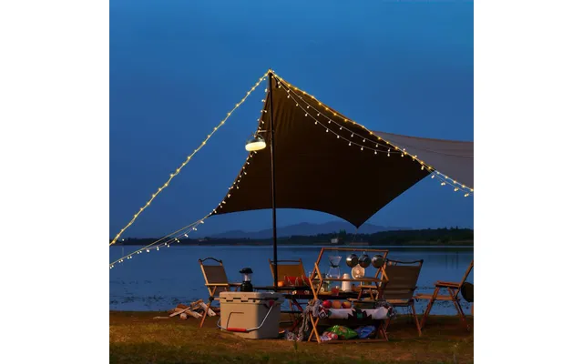 Campinglampe M. 10 Meter Lyskæde - Genopladelig, Ip64, Hvid