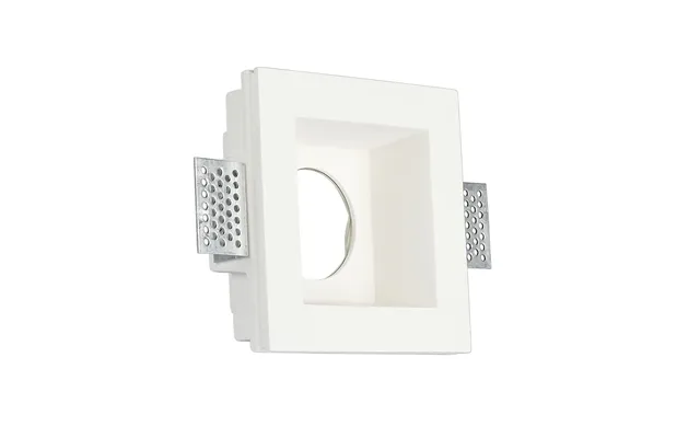 Gu10 Indbygningsspot I Gips, Kvadratisk - Hvid, 120x120mm, Dyb Model, Ip20, Uden Lyskilde