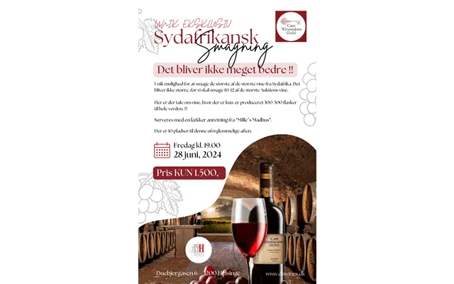 Sydafrikansk Vinsmagning 28.juni 2024 Kl.19.00