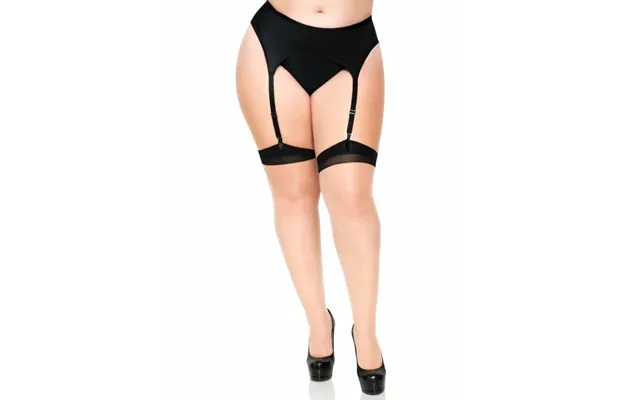 Leg Avenue Hosiery Leg Avenue - Plus Lycra Sheer 2 Tone Thigh High With Backseam And Cuban Heel
