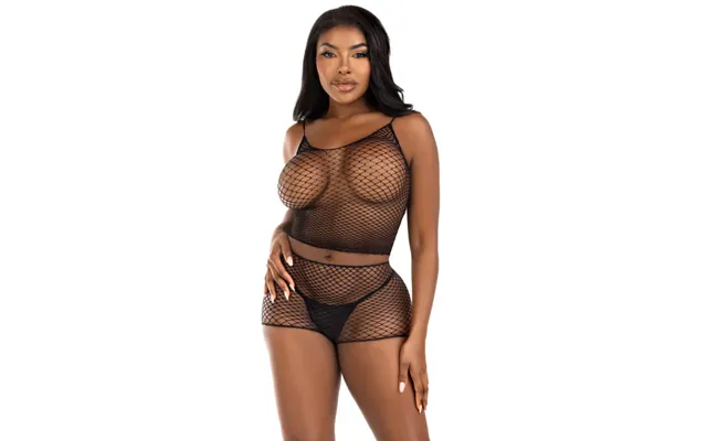 Leg Avenue Sets Leg Avenue - Set Camiseta & Pantalon Rejilla Negro