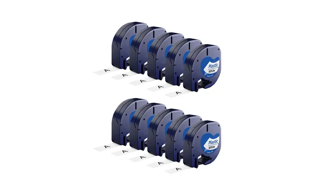 Rabatpakke - 10 Stk Dymo 91201 91221 Sort På Hvid Tape Kompatibel 12 Mm X 4 M