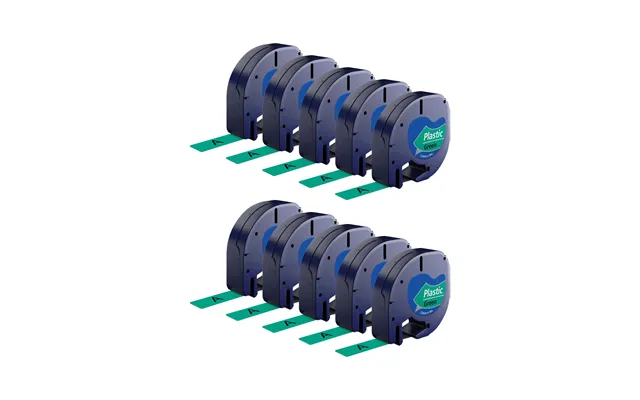 Rabatpakke - 10 Stk Dymo 91204 91224 Sort På Grøn Tape Kompatibel 12 Mm X 4 M