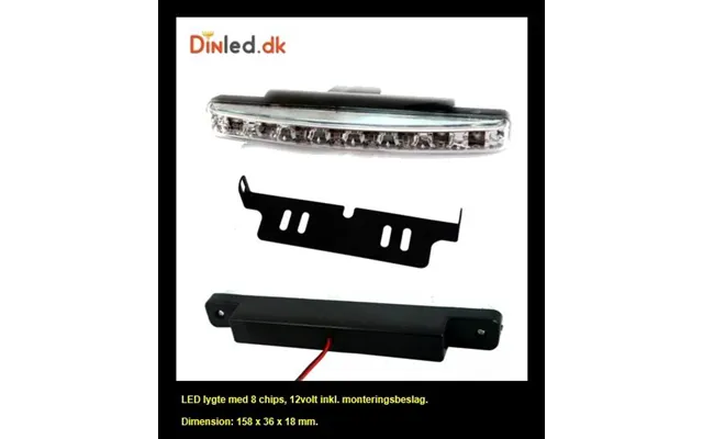 - 2 Stk. Led Lygte Med 8 Led Chips Og Monterings Sæt 12 Volt