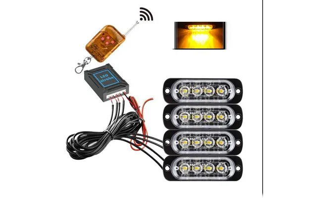 4 X 4 Led Blitzblink Strobe Blink 12v - Med Fjernbetjening